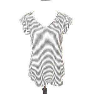 ♦️5/$20 Express White & Black Striped Satin Tee Top XS